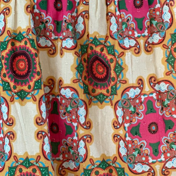 ANTHROPOLOGIE PINK GREEN BABYDOLL TOP WITH BRIC BRAC DETAILING SIZE 4 - Picture 6 of 9